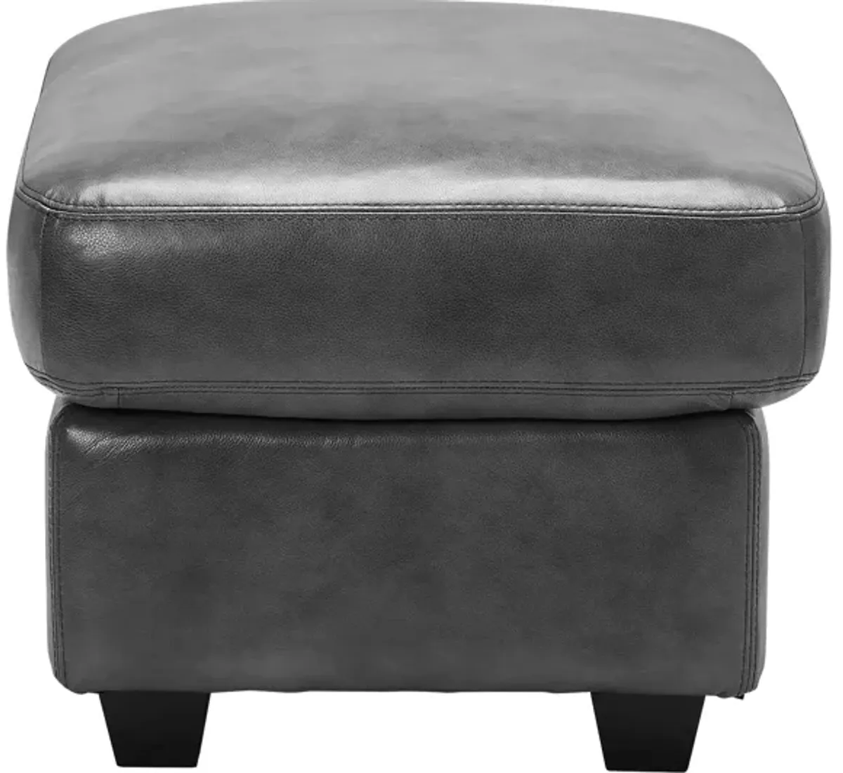 Wesley Grey Leather Ottoman