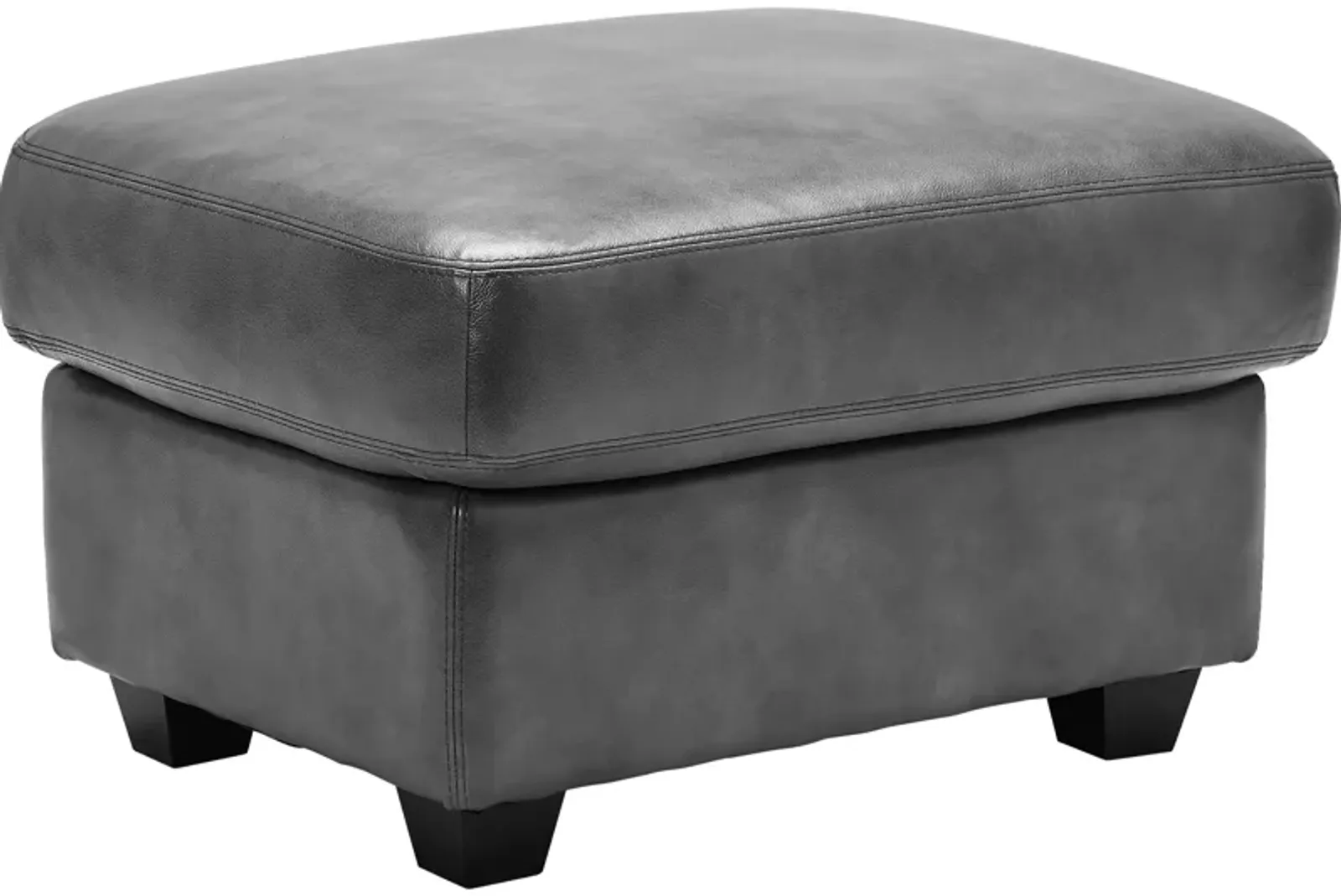 Wesley Grey Leather Ottoman