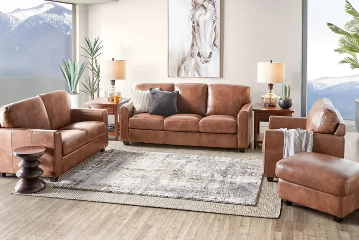 Wesley Brown Leather Loveseat