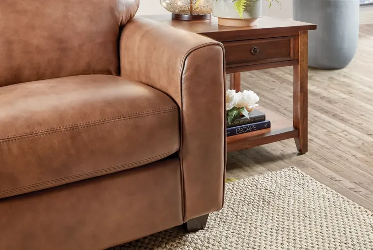 Wesley Brown Leather Loveseat