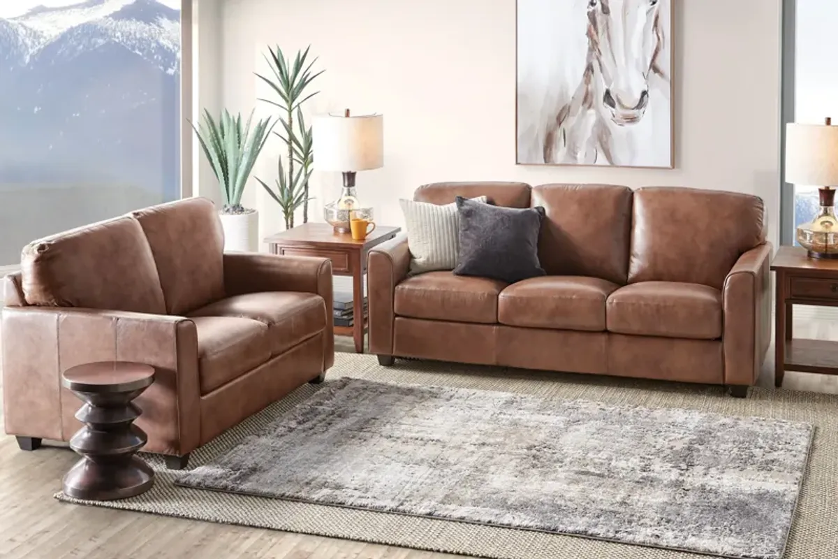 Wesley Brown Leather Loveseat