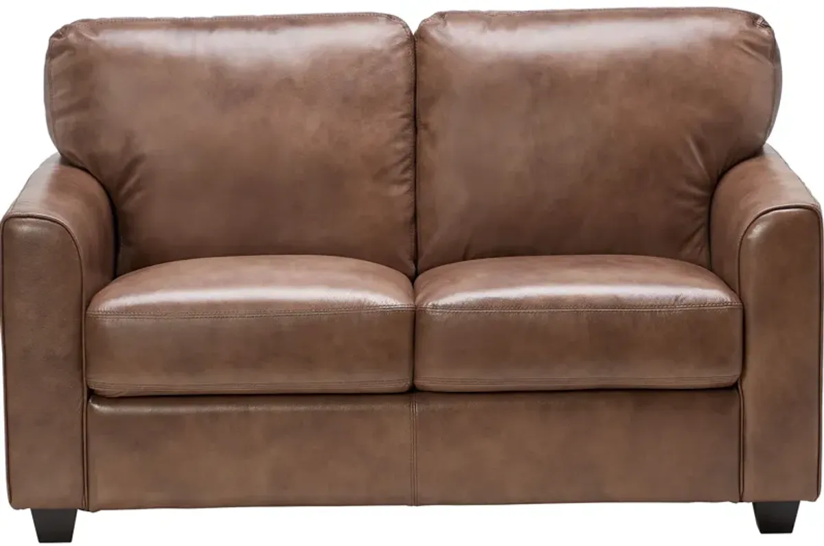 Wesley Brown Leather Loveseat