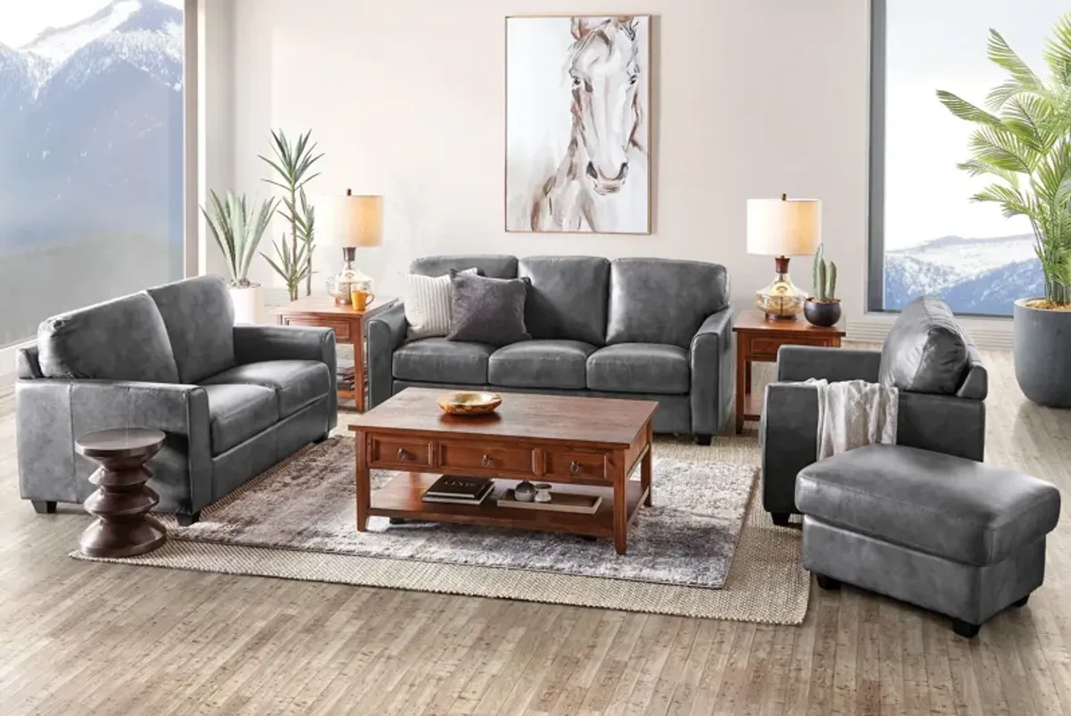 Wesley Grey Leather Loveseat