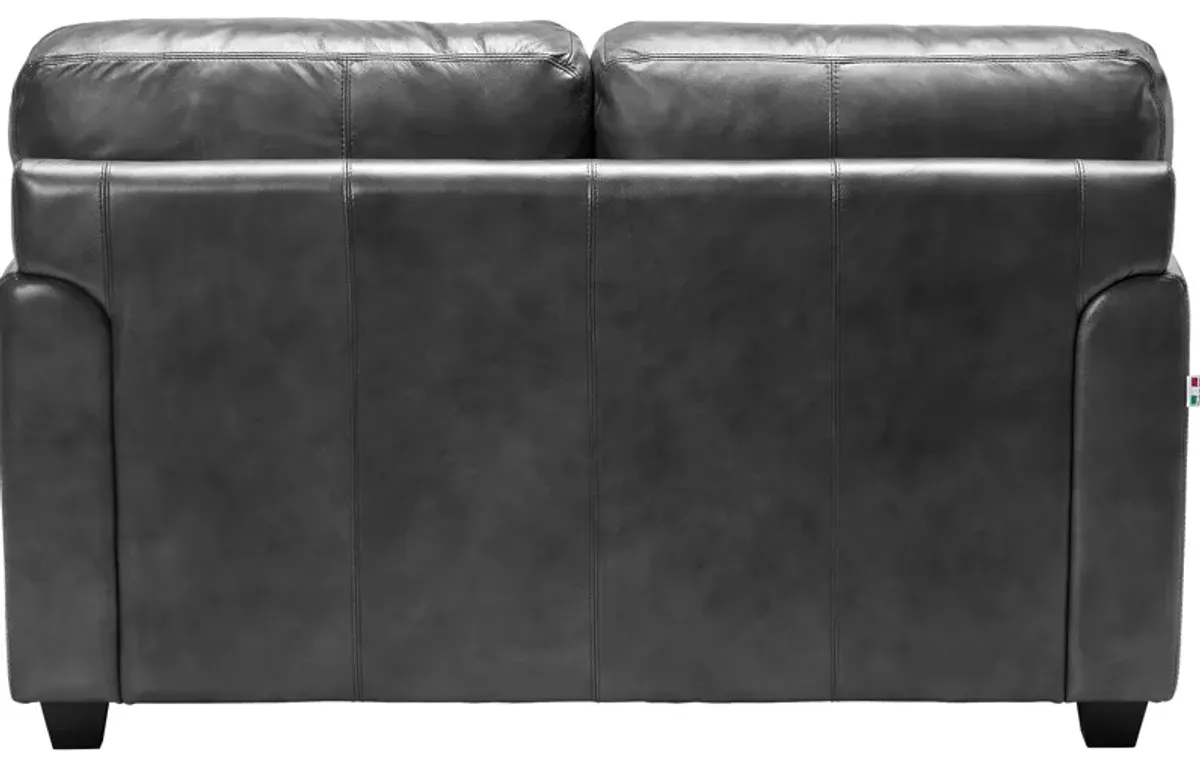 Wesley Grey Leather Loveseat