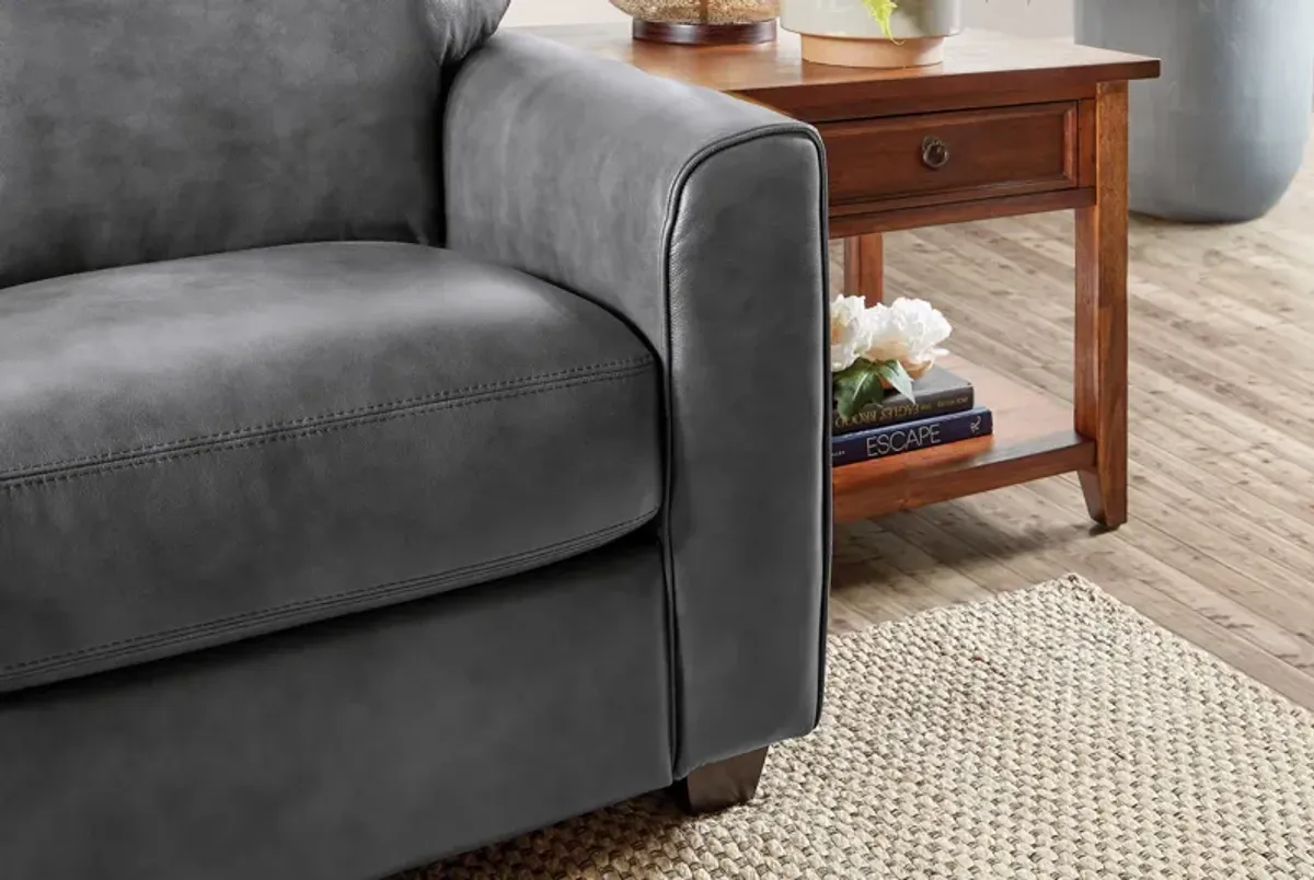 Wesley Grey Leather Loveseat