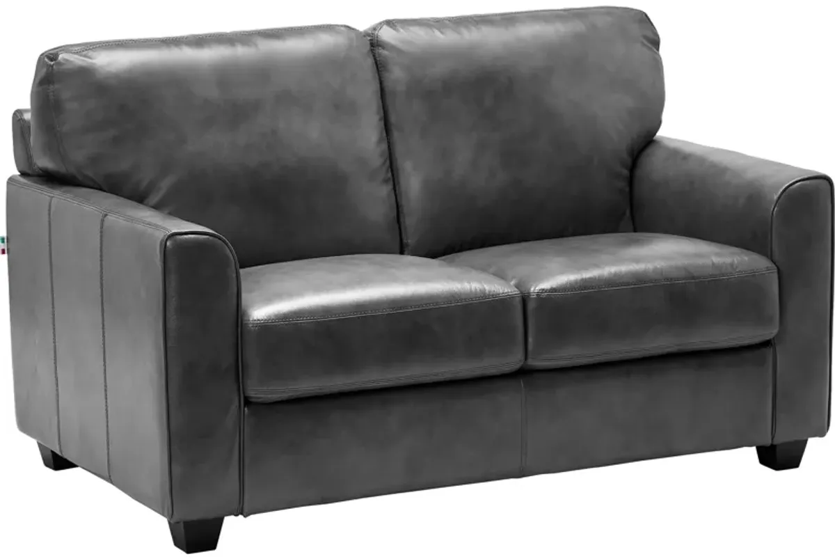 Wesley Grey Leather Loveseat