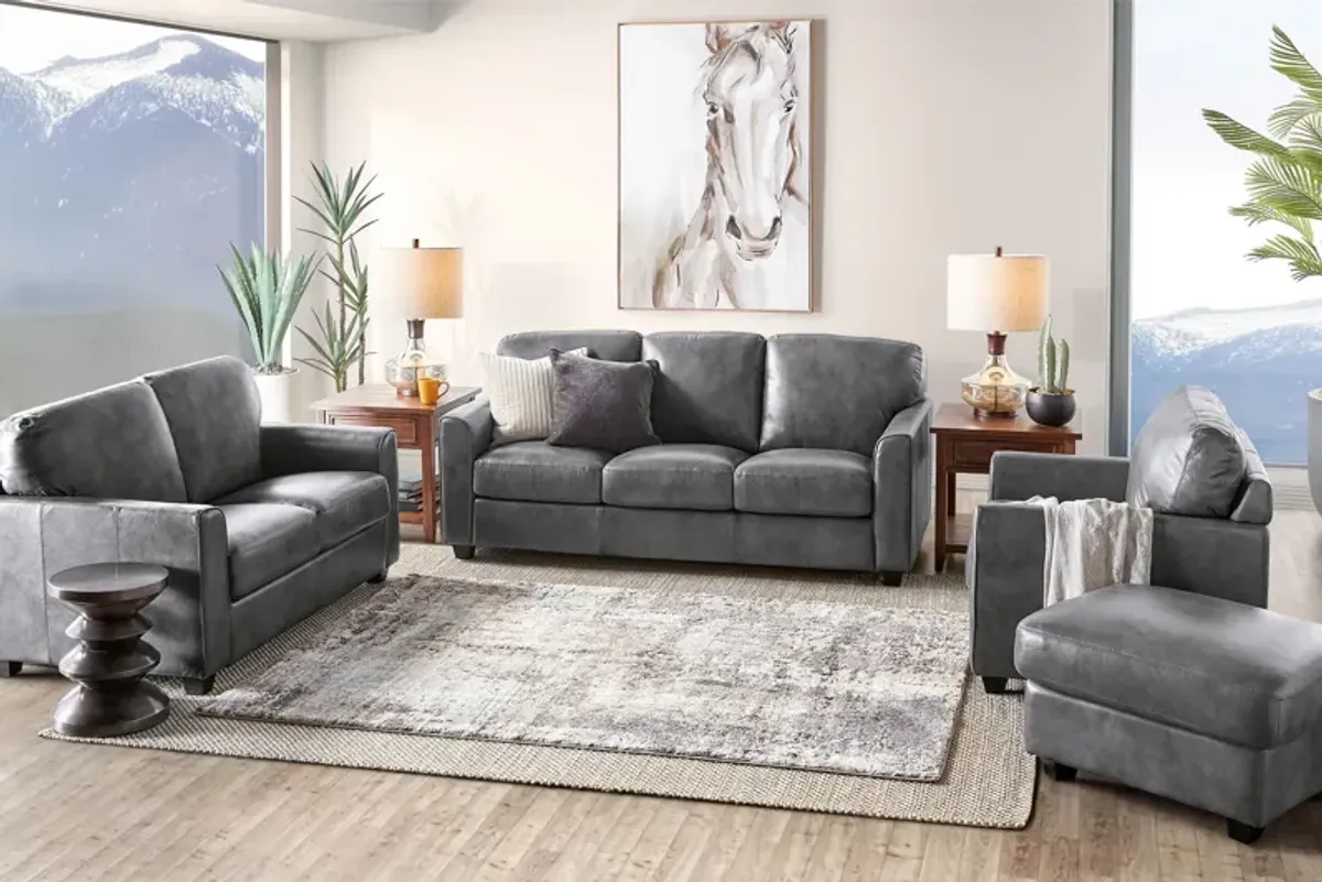 Wesley Grey Leather Loveseat