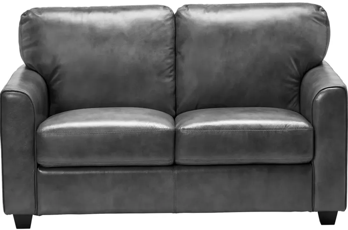 Wesley Grey Leather Loveseat