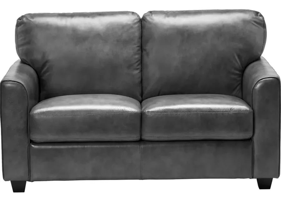 Wesley Grey Leather Loveseat