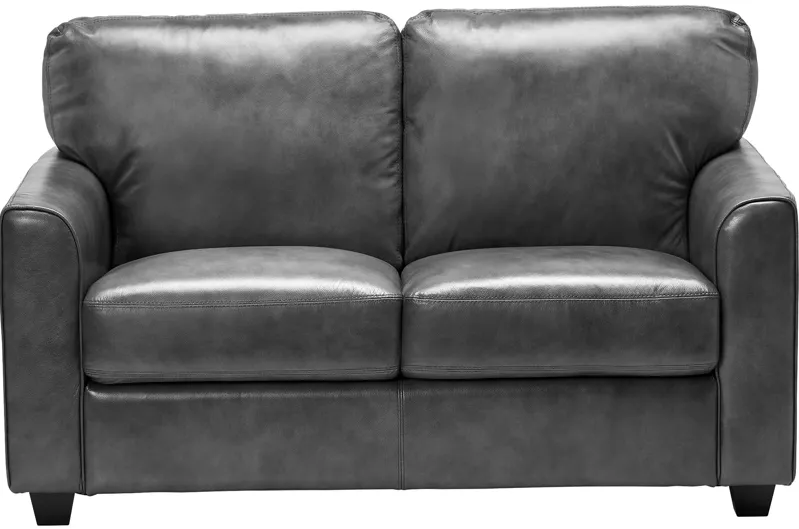 Wesley Grey Leather Loveseat