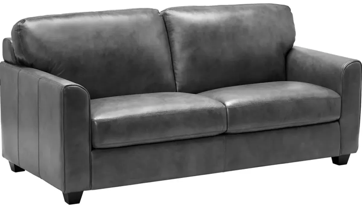 Wesley Grey Leather Full Sleeper Loveseat