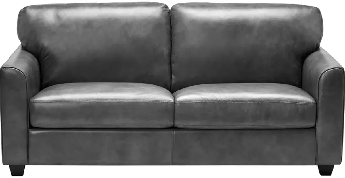 Wesley Grey Leather Full Sleeper Loveseat