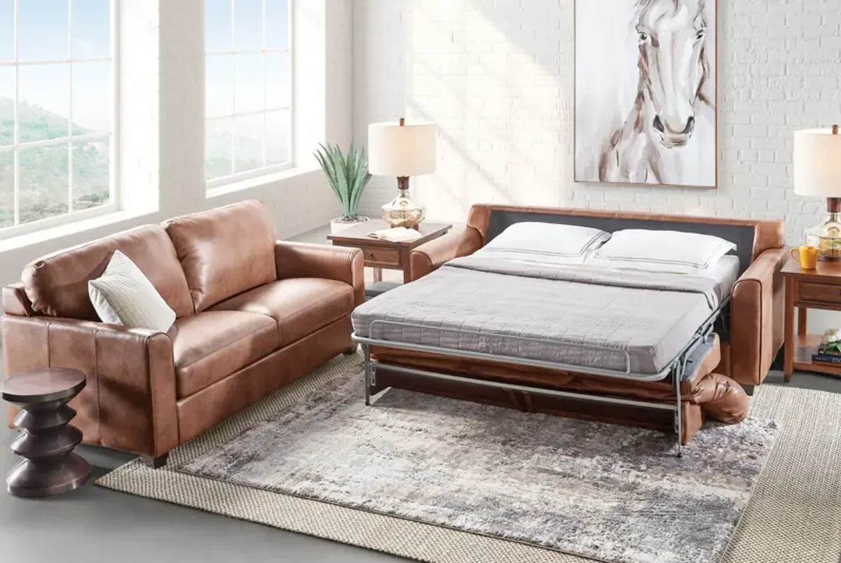 Wesley Brown Leather Queen Sleeper Sofa