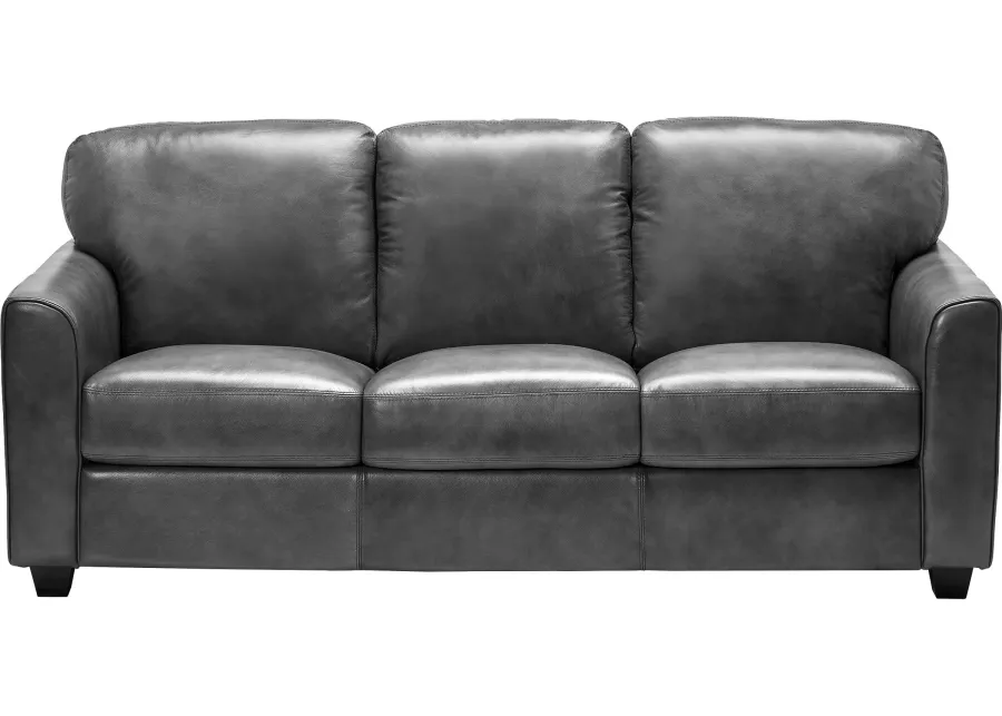 Wesley Grey Leather Queen Sleeper Sofa