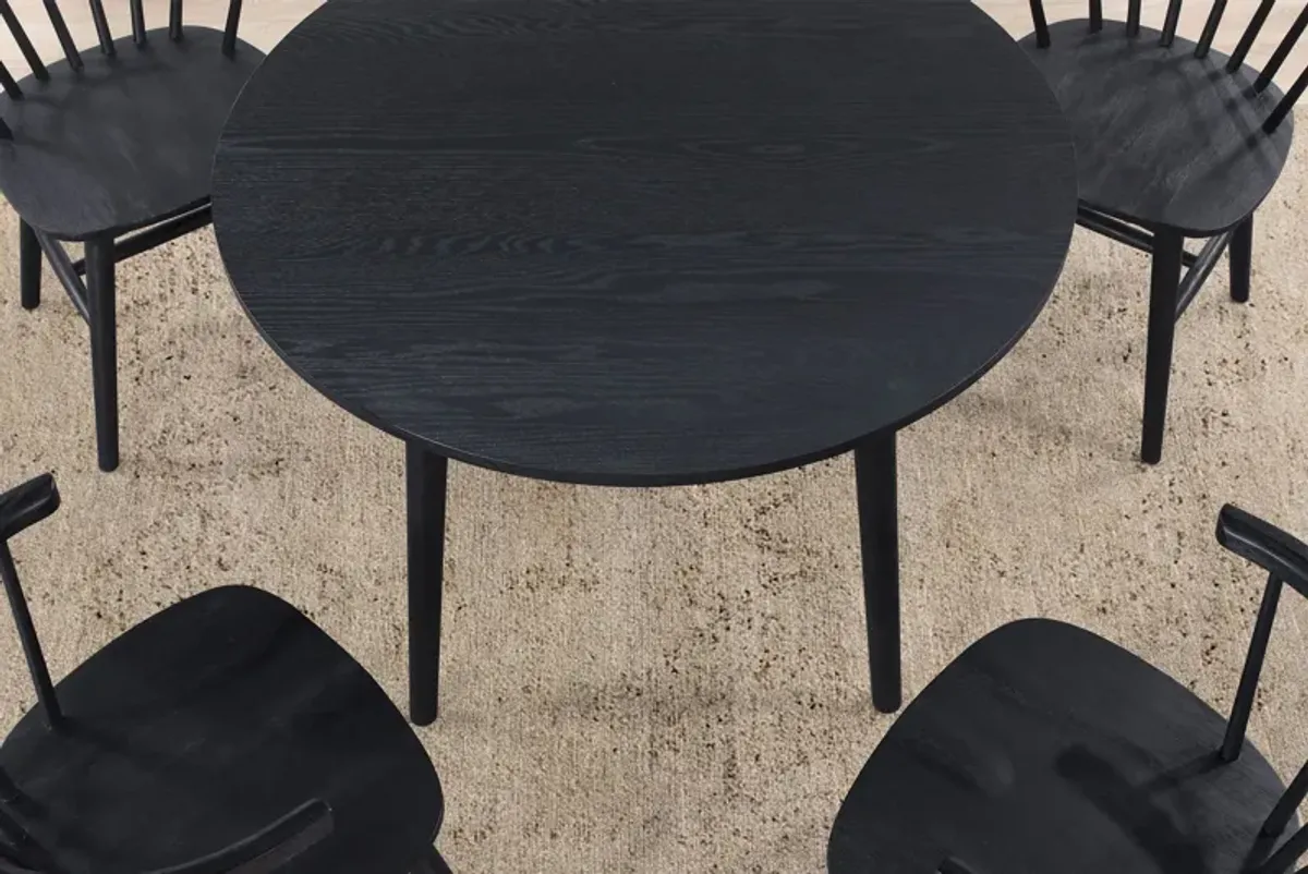 Ava Black Round Table + 4 Chairs