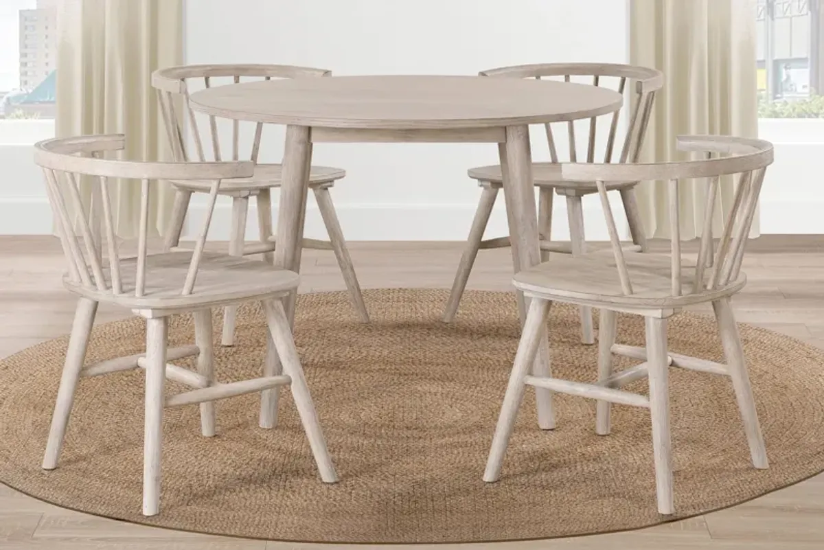 Ava Natural Round Table + 4 Chairs