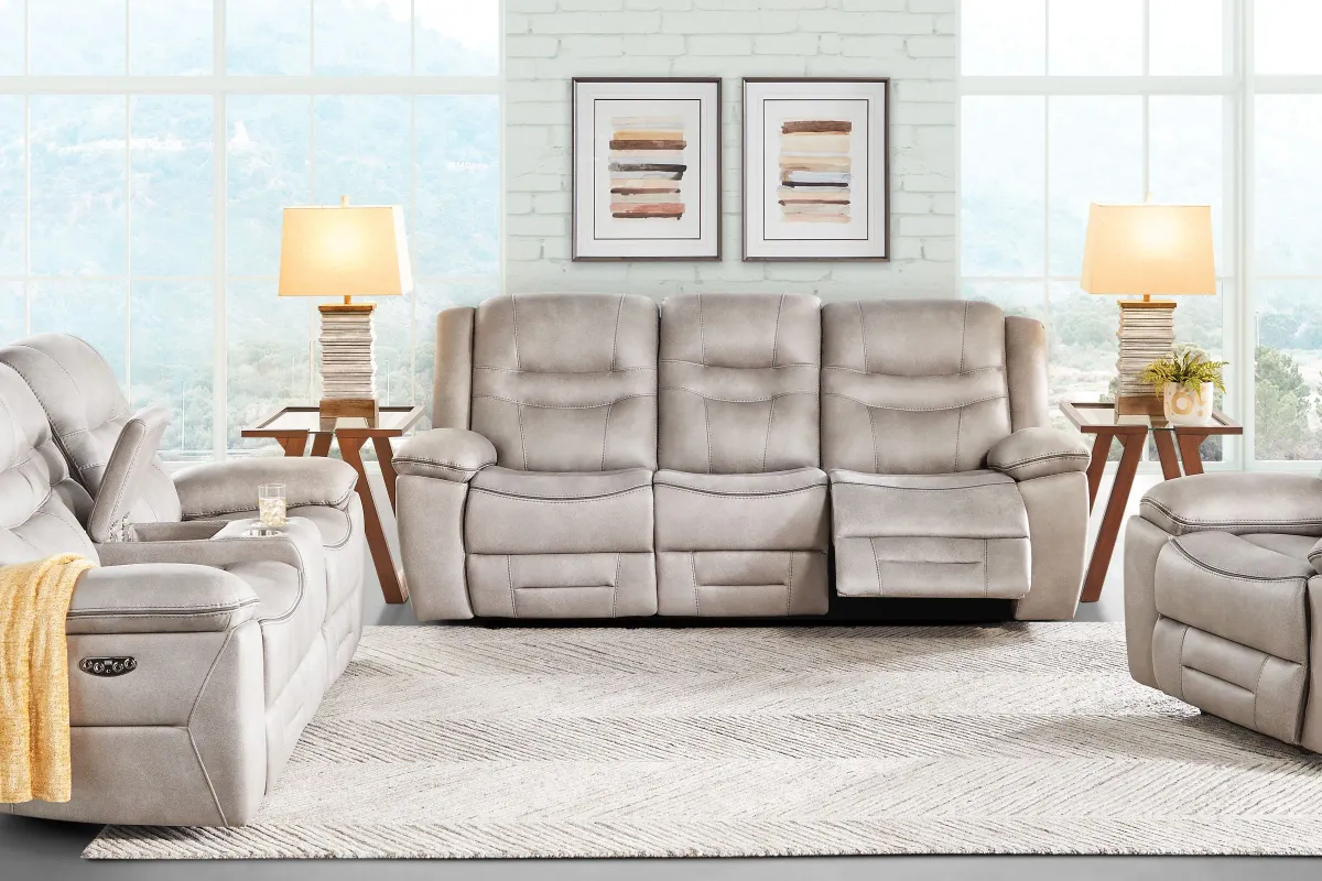 Rockford Grey Dual Power Reclining Console Loveseat