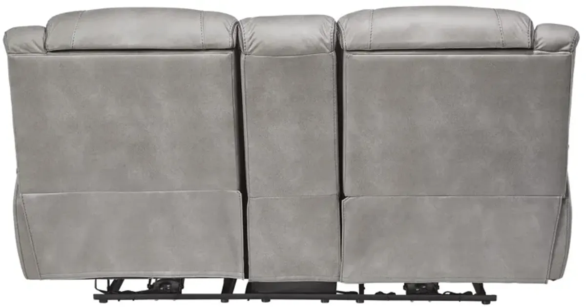 Rockford Grey Dual Power Reclining Console Loveseat