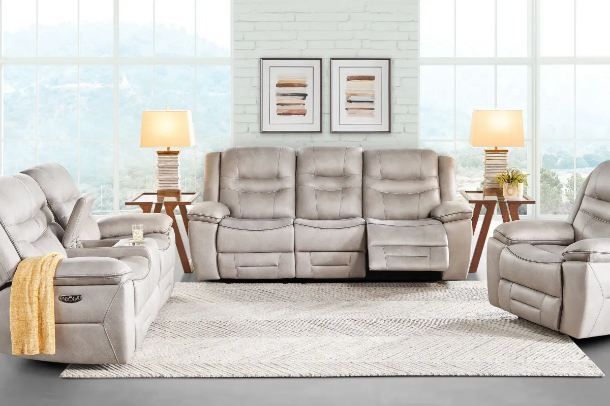 Rockford Grey Dual Power Reclining Console Loveseat