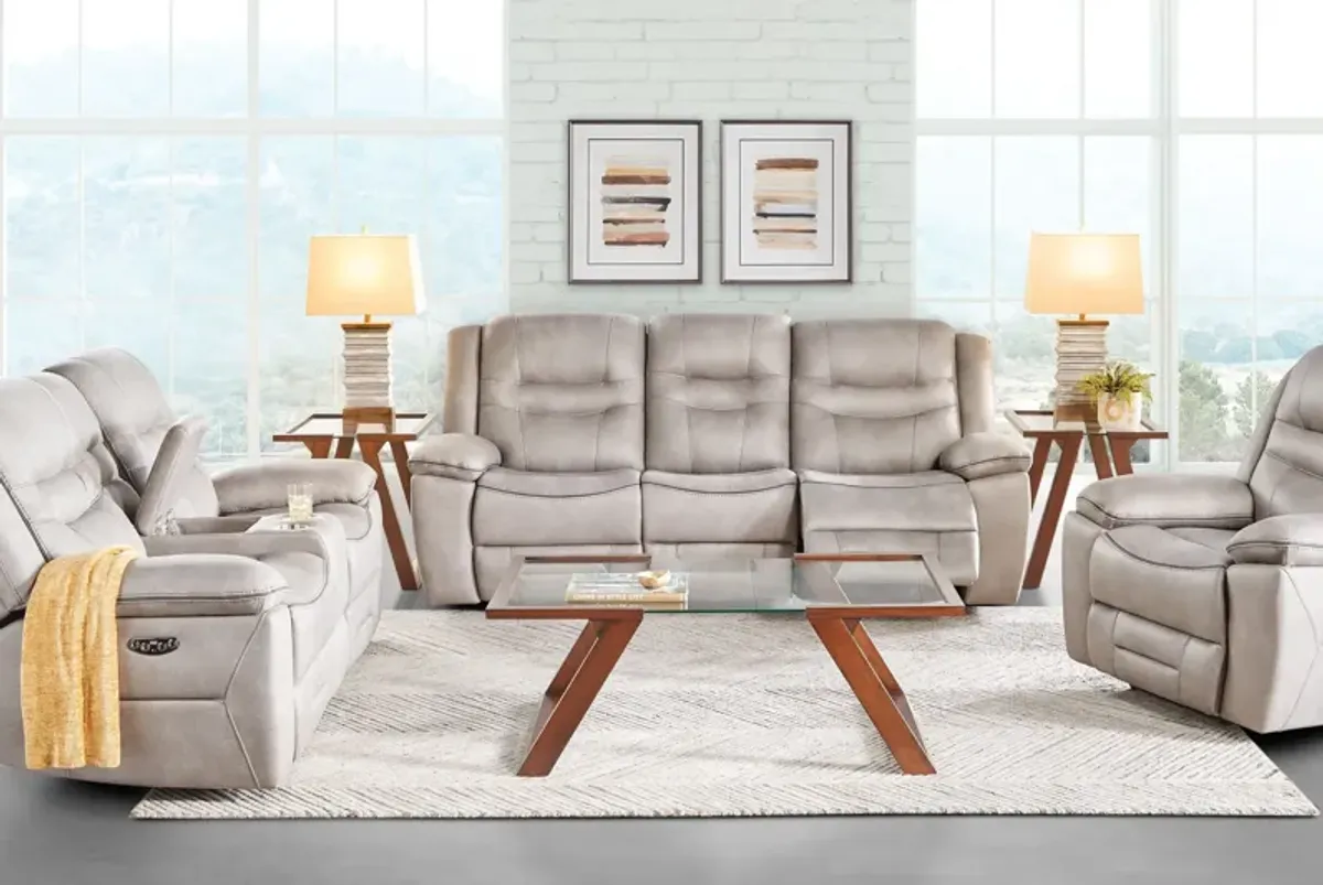 Rockford Grey Dual Power Reclining Console Loveseat