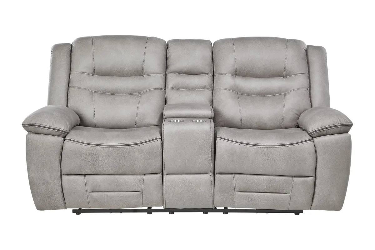 Rockford Grey Dual Power Reclining Console Loveseat