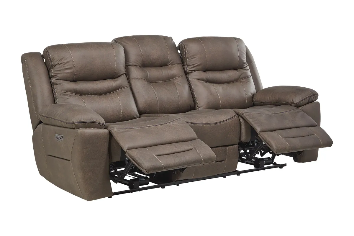 Rockford Brown Dual Power Reclining Sofa