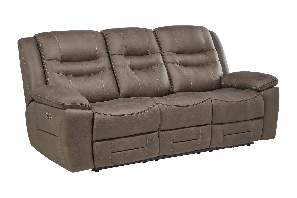 Rockford Brown Dual Power Reclining Sofa