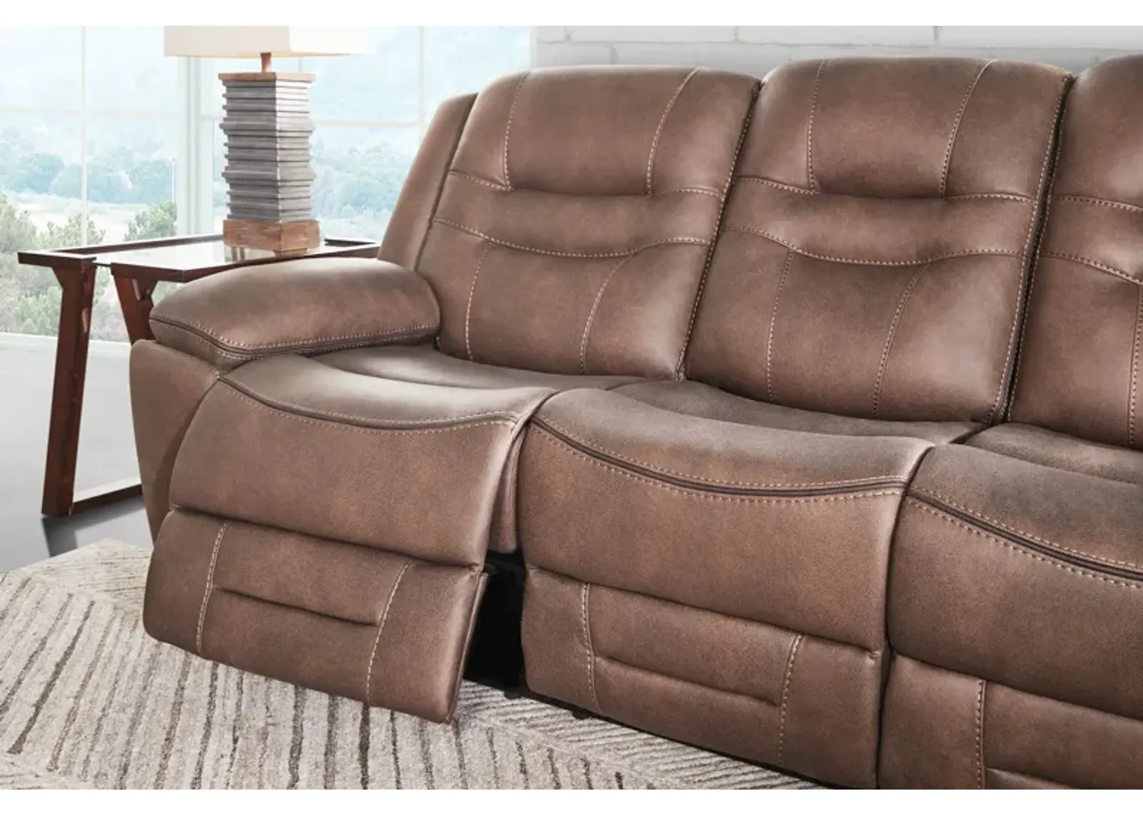 Rockford Brown Dual Power Reclining Sofa