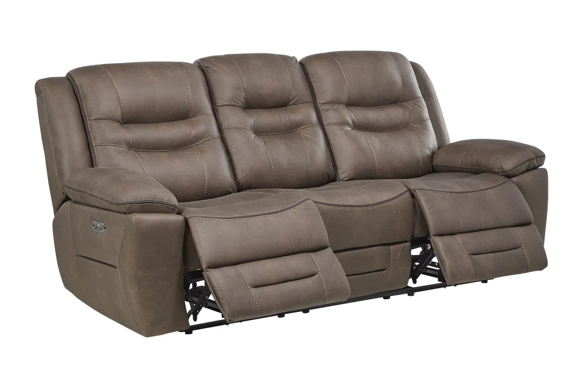 Rockford Brown Dual Power Reclining Sofa