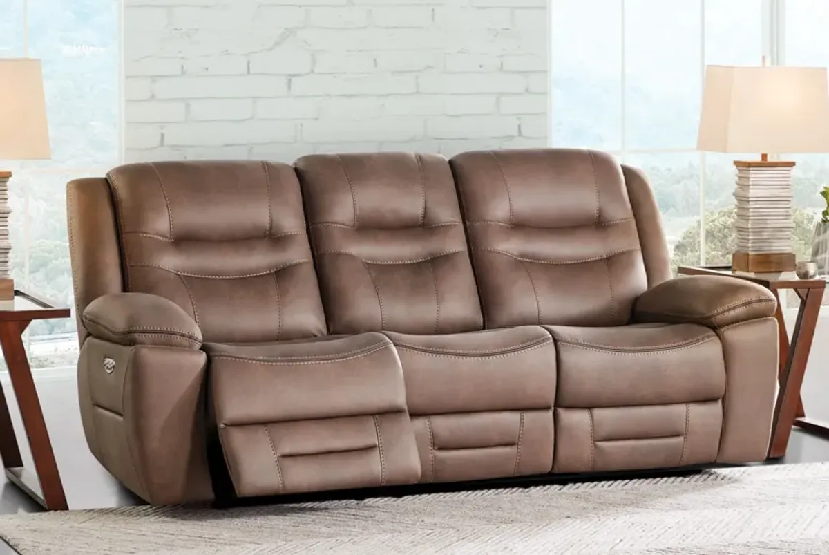 Rockford Brown Dual Power Reclining Sofa