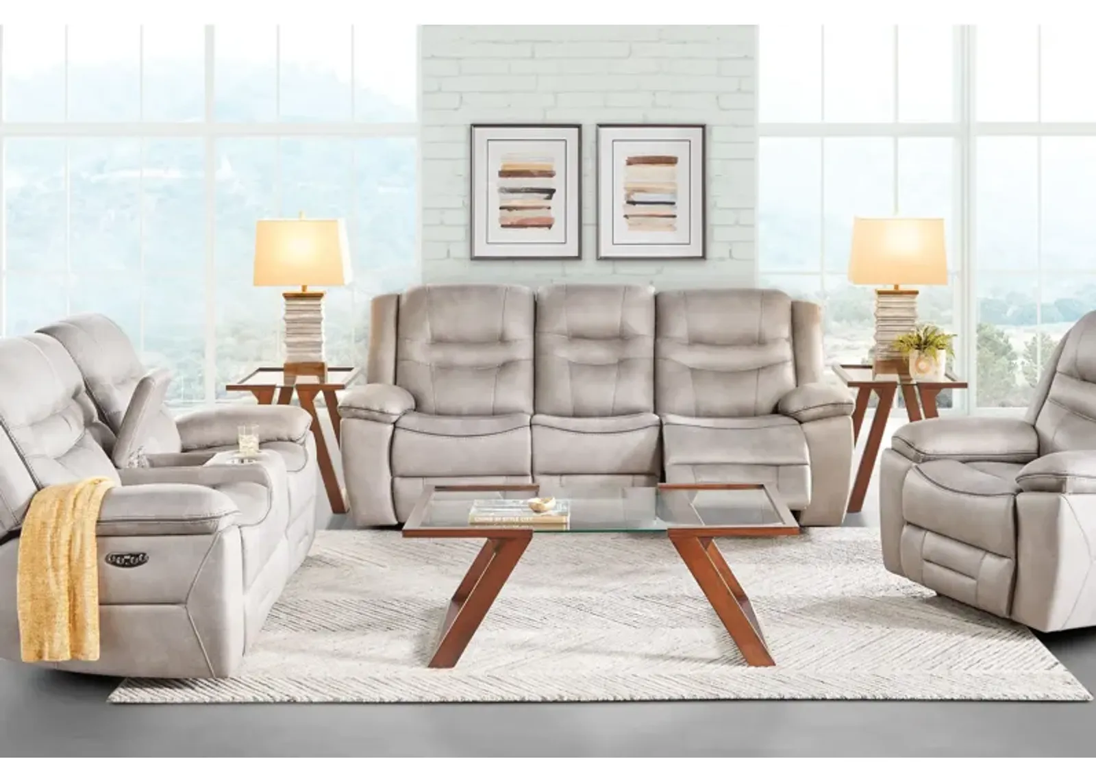 Rockford Grey Dual Power Reclining Sofa