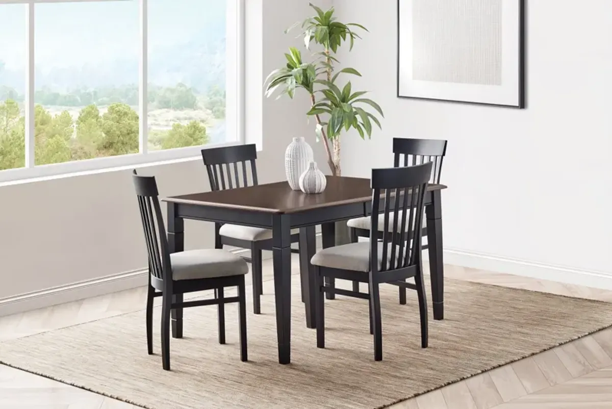 Anni Dining Table with Auburn Finish + 4 Upholstered Chairs by Gascho