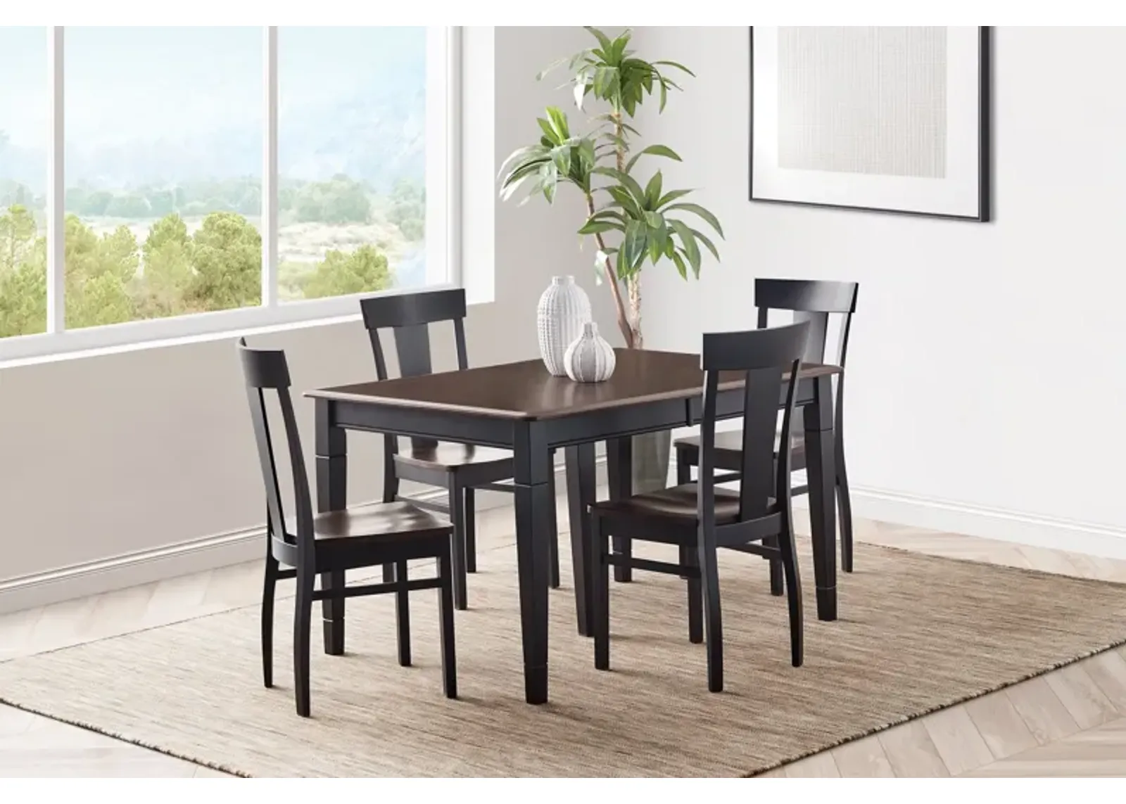 Anni Dining Table with Auburn Finish + 4 Wood Chairs by Gascho