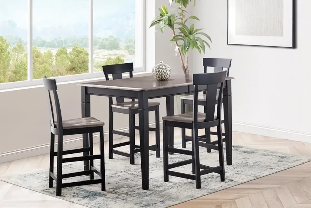 Anni Gathering Table with Driftwood Finish + 4 Wood Stools by Gascho