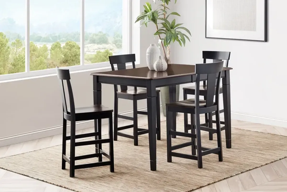 Anni Gathering Table with Auburn Finish + 4 Wood Stools by Gascho