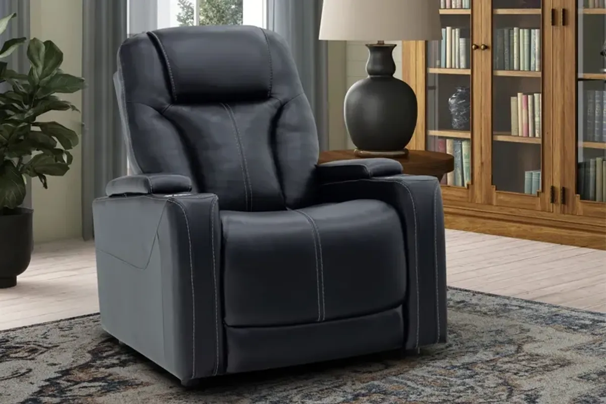 Front Row Black Leather Triple Power Theater Recliner