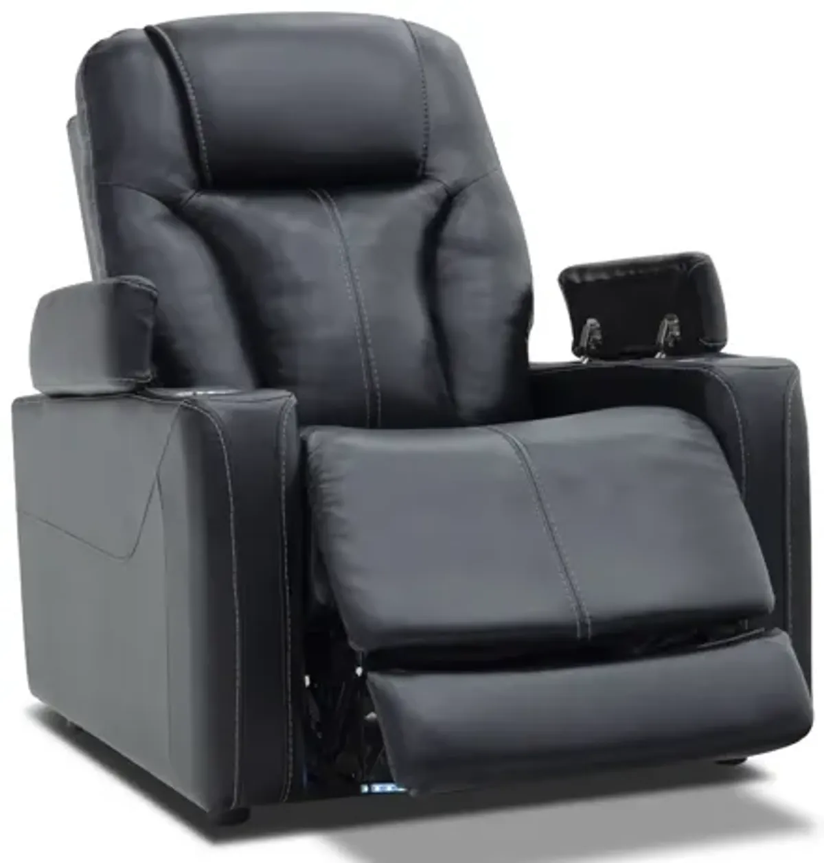 Front Row Black Leather Triple Power Theater Recliner