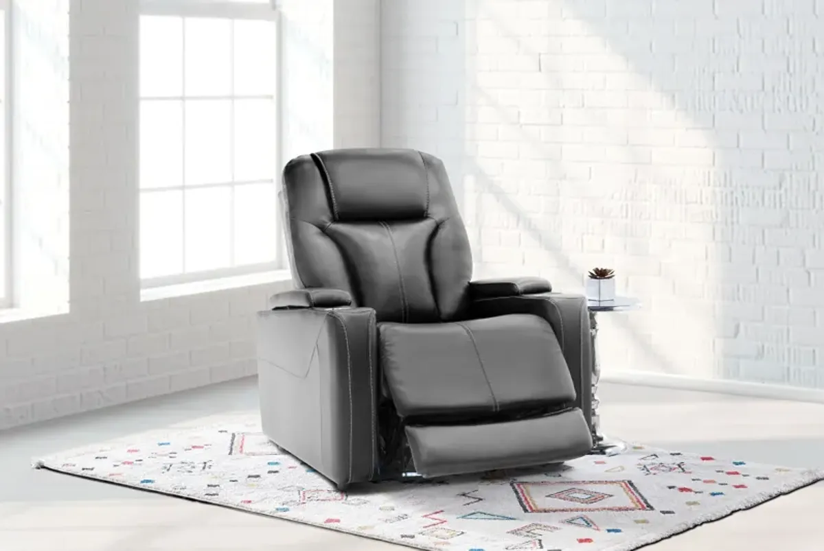 Front Row Black Leather Triple Power Theater Recliner