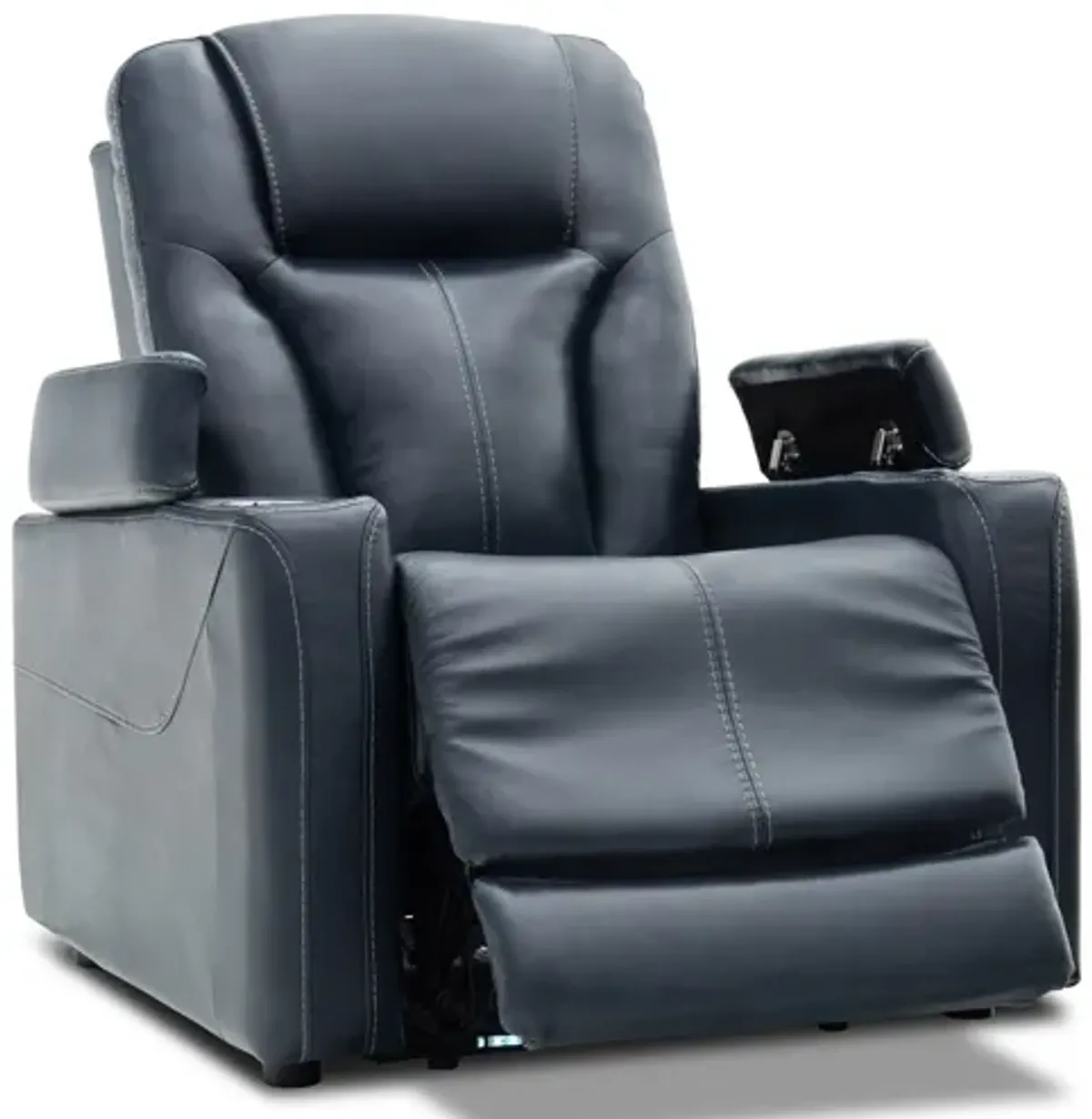 Front Row Blue Leather Triple Power Theater Recliner