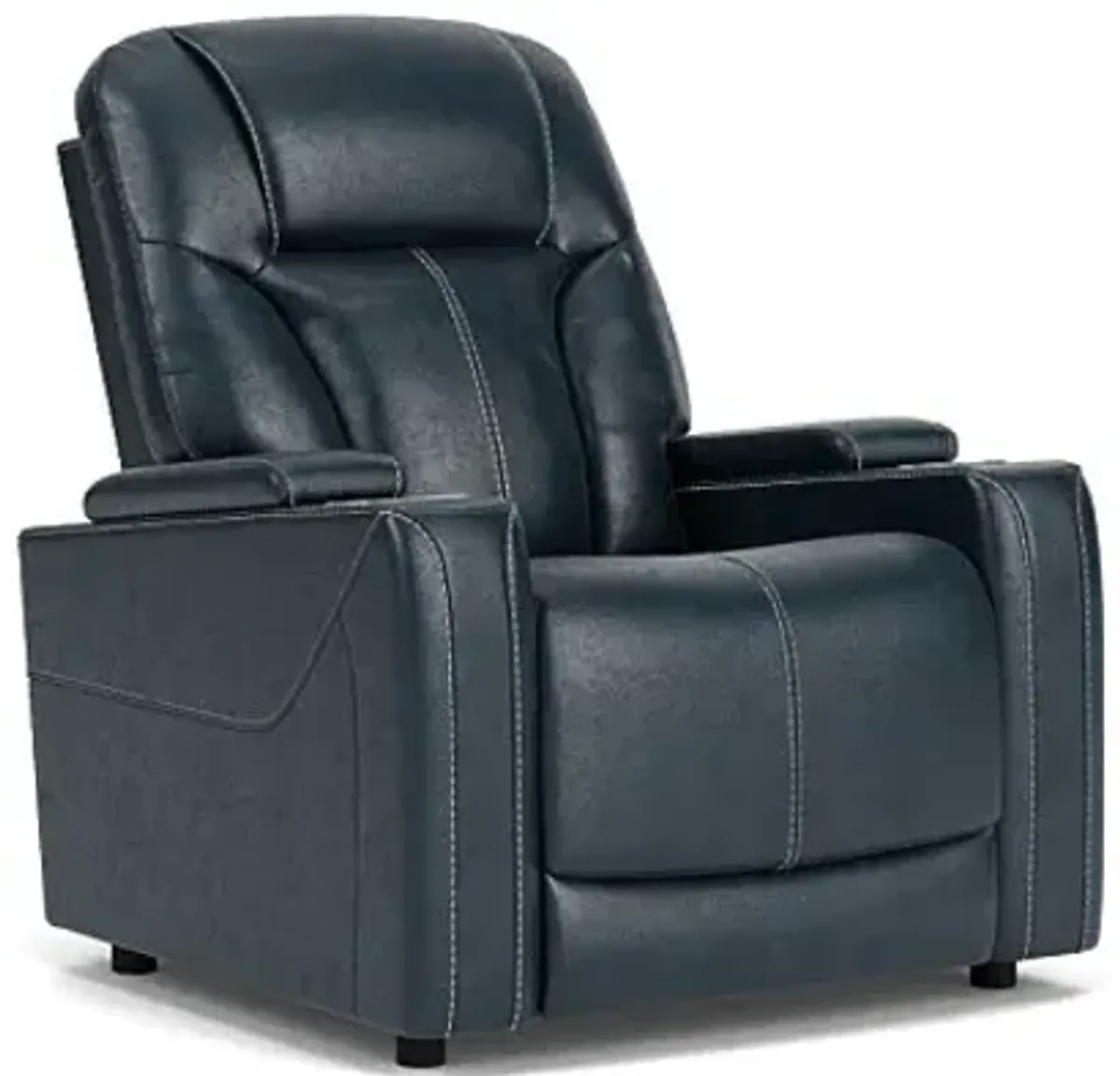 Front Row Blue Leather Triple Power Theater Recliner