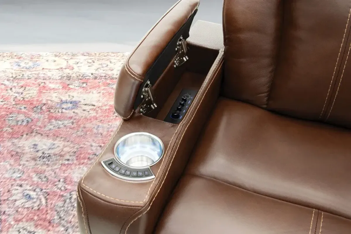 Front Row Brown Leather Triple Power Theater Recliner