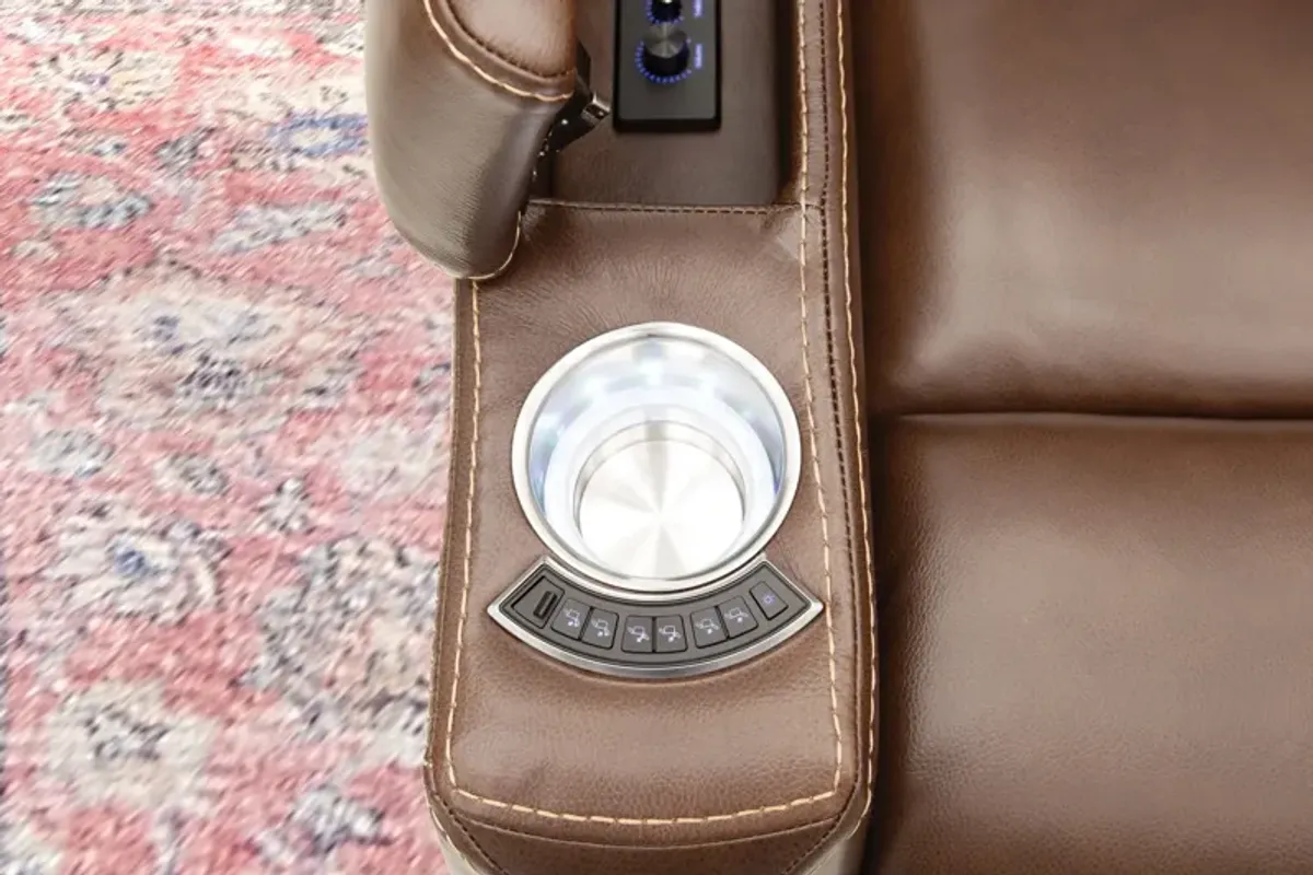 Front Row Brown Leather Triple Power Theater Recliner