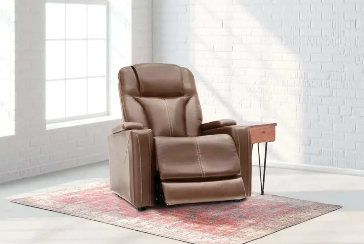 Front Row Brown Leather Triple Power Theater Recliner