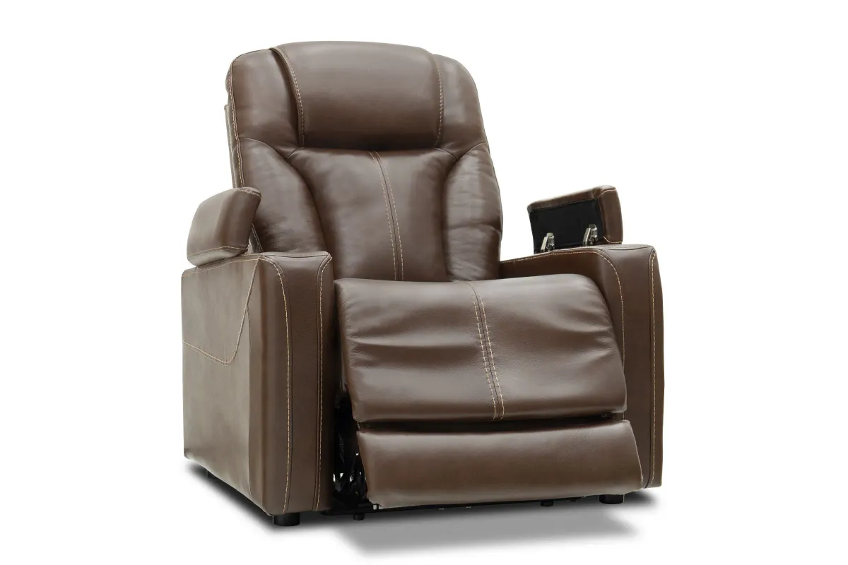 Front Row Brown Leather Triple Power Theater Recliner