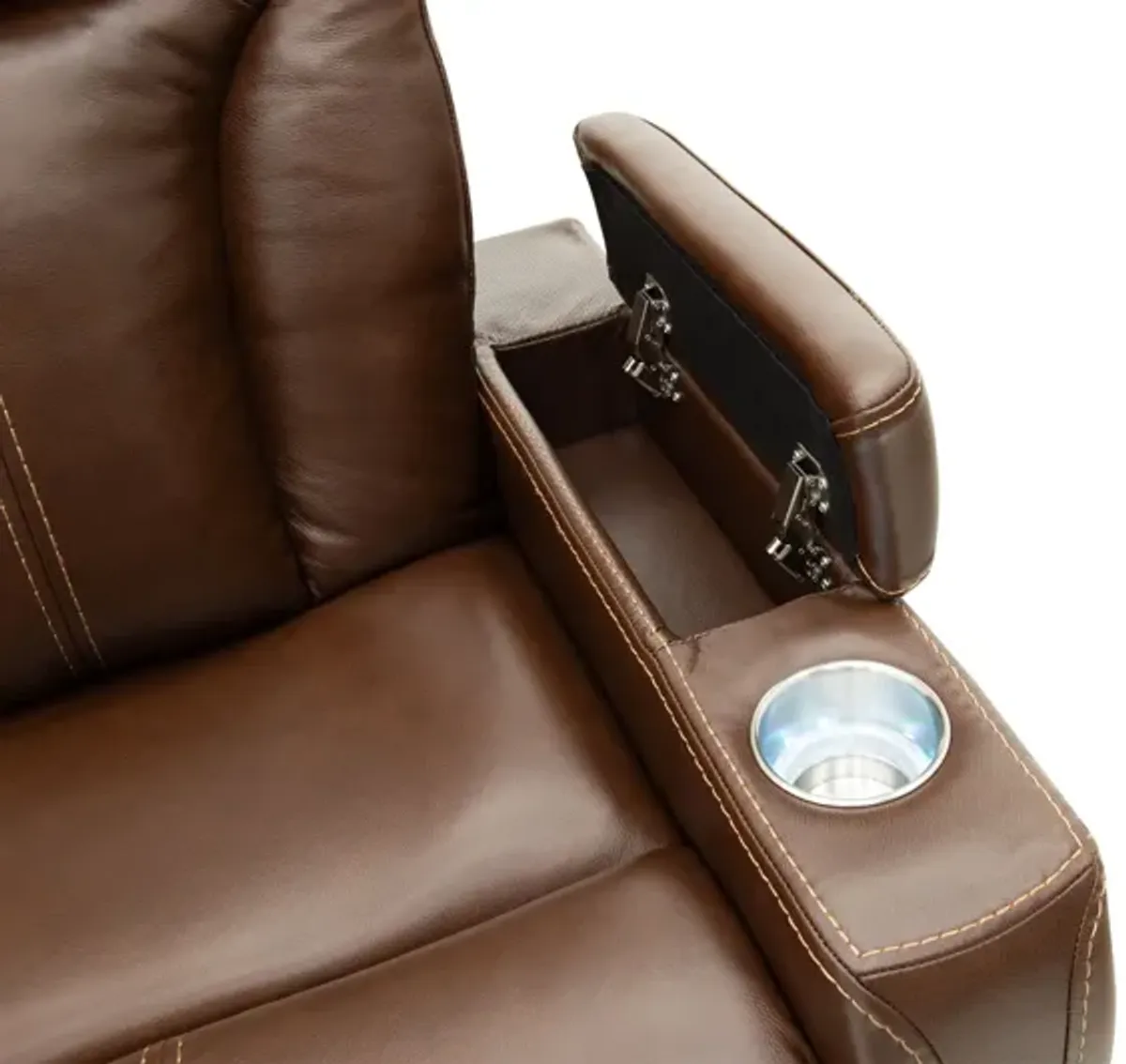 Front Row Brown Leather Triple Power Theater Recliner