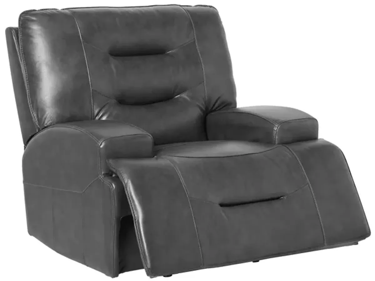 Cade Grey Leather Dual Power Recliner