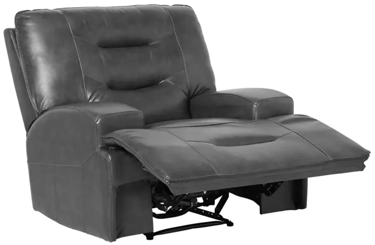 Cade Grey Leather Dual Power Recliner