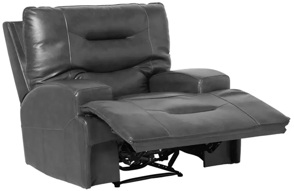 Cade Grey Leather Dual Power Recliner