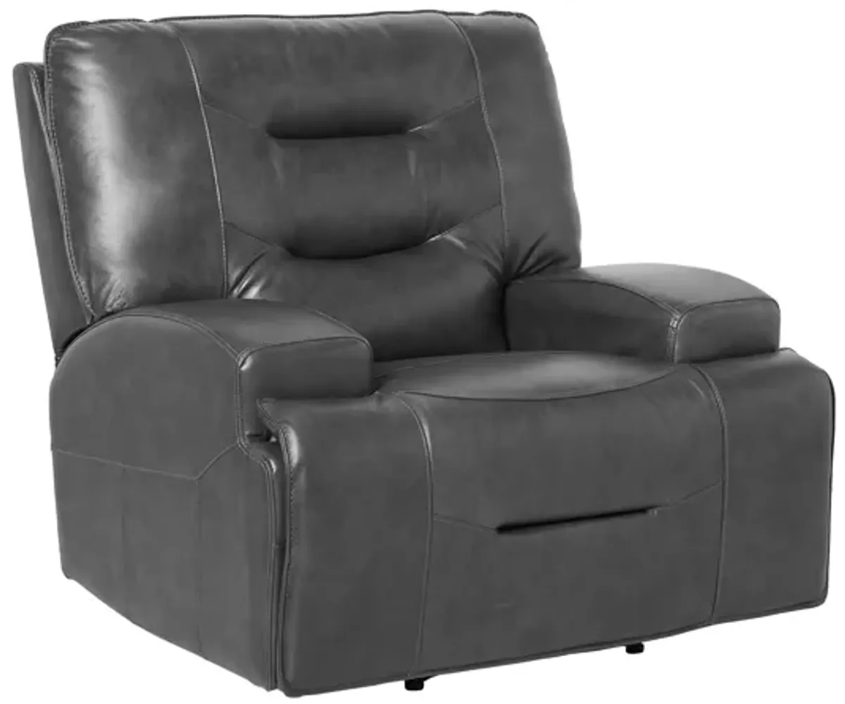 Cade Grey Leather Dual Power Recliner