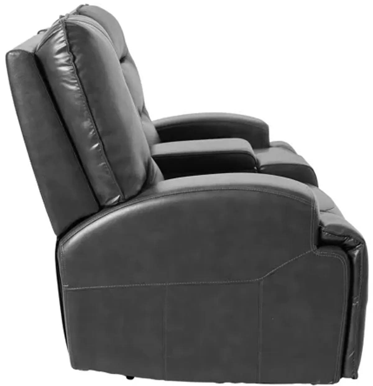 Cade Grey Leather Dual Power Reclining Console Loveseat